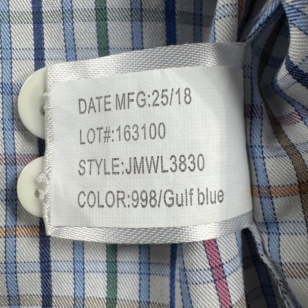 Johnnie-O Prep-Formance Shirt Mens Large Gulf Blue Excellent Plaid JMWL3830 - Picture 4 of 7